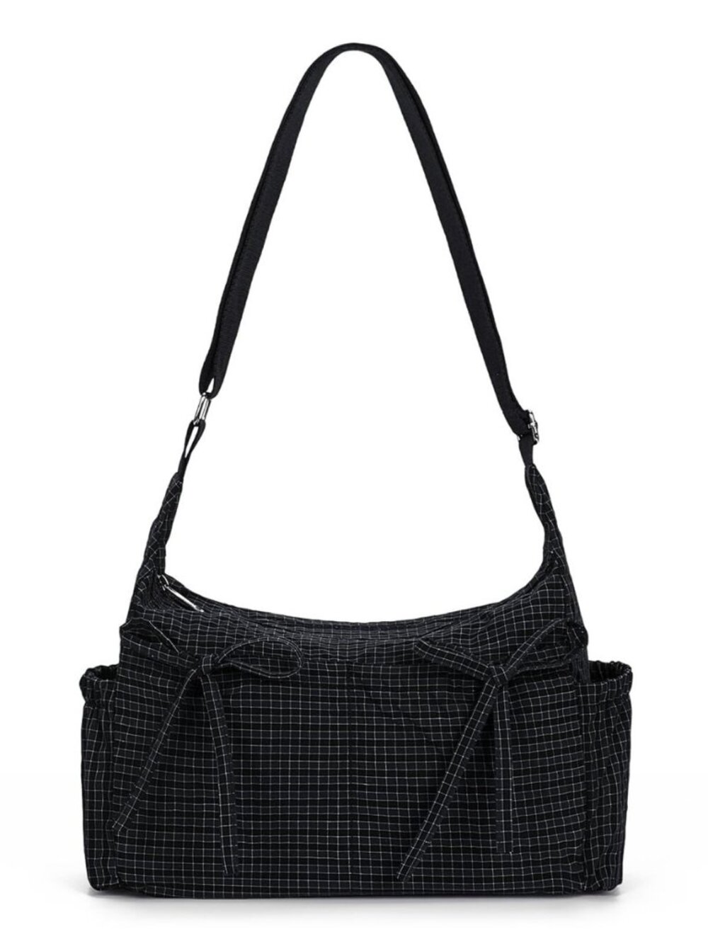 Plaid Shoulder Bags For Women Bow Crossbody Bag Soft Messenger Purse Zipper